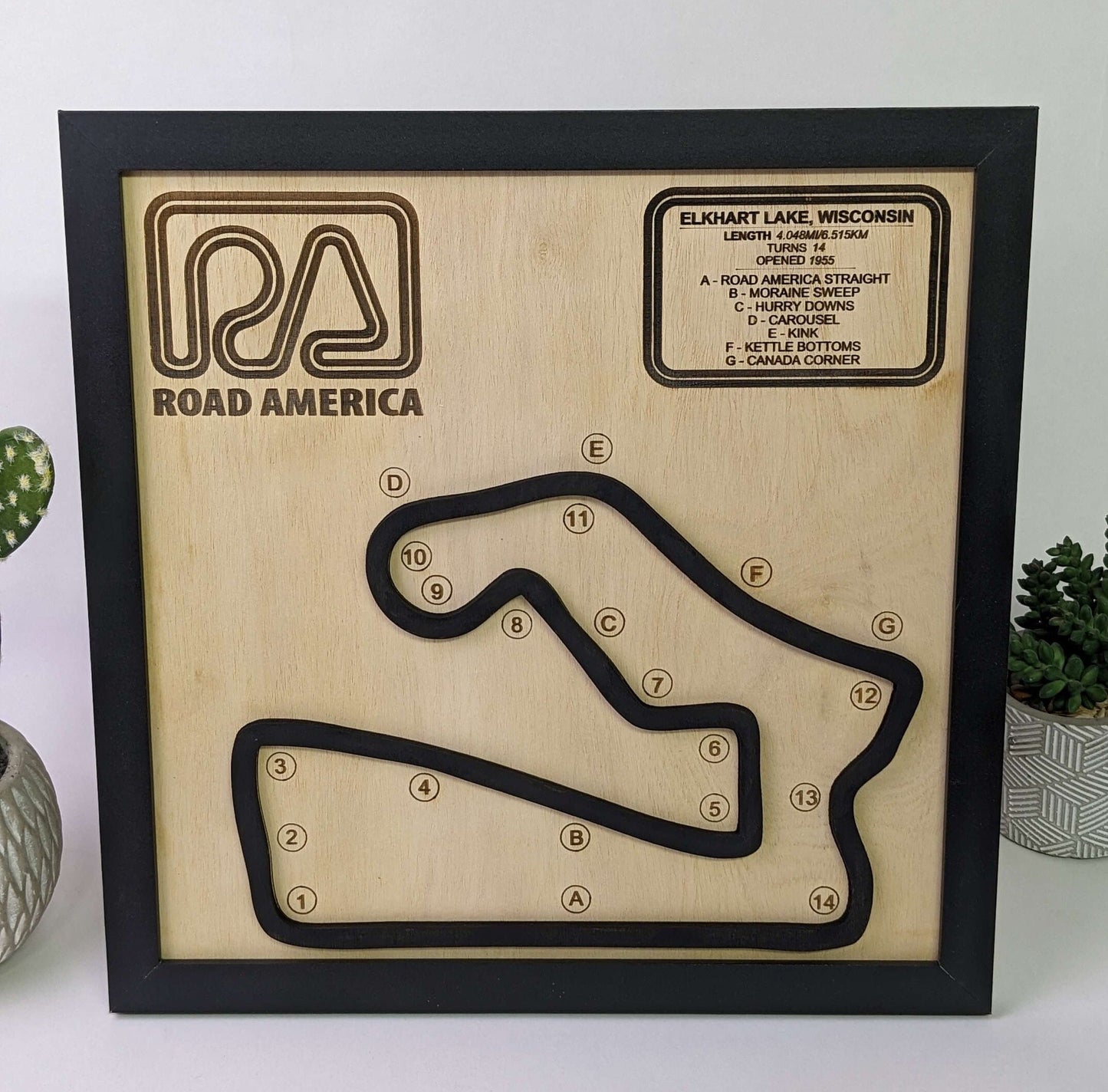 Road America Wooden Racing Art | Wooden Wall Decor | Includes Hanging Hardware | Made in USA