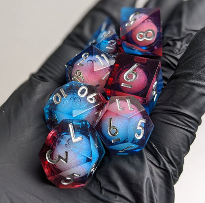 Ruby Frostfall Luminance - 7 Piece Luxury D&D Dice Set