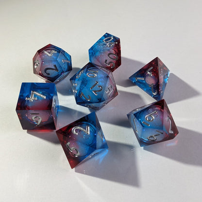 Ruby Frostfall Luminance - 7 Piece Luxury D&D Dice Set