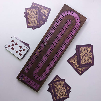 Premium Cribbage Board - Amethyst Resin Inlay