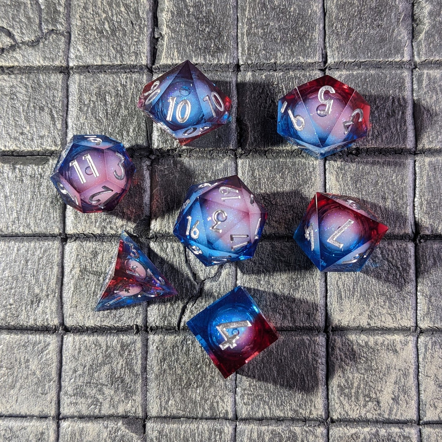 Ruby Frostfall Luminance - 7 Piece Luxury D&D Dice Set